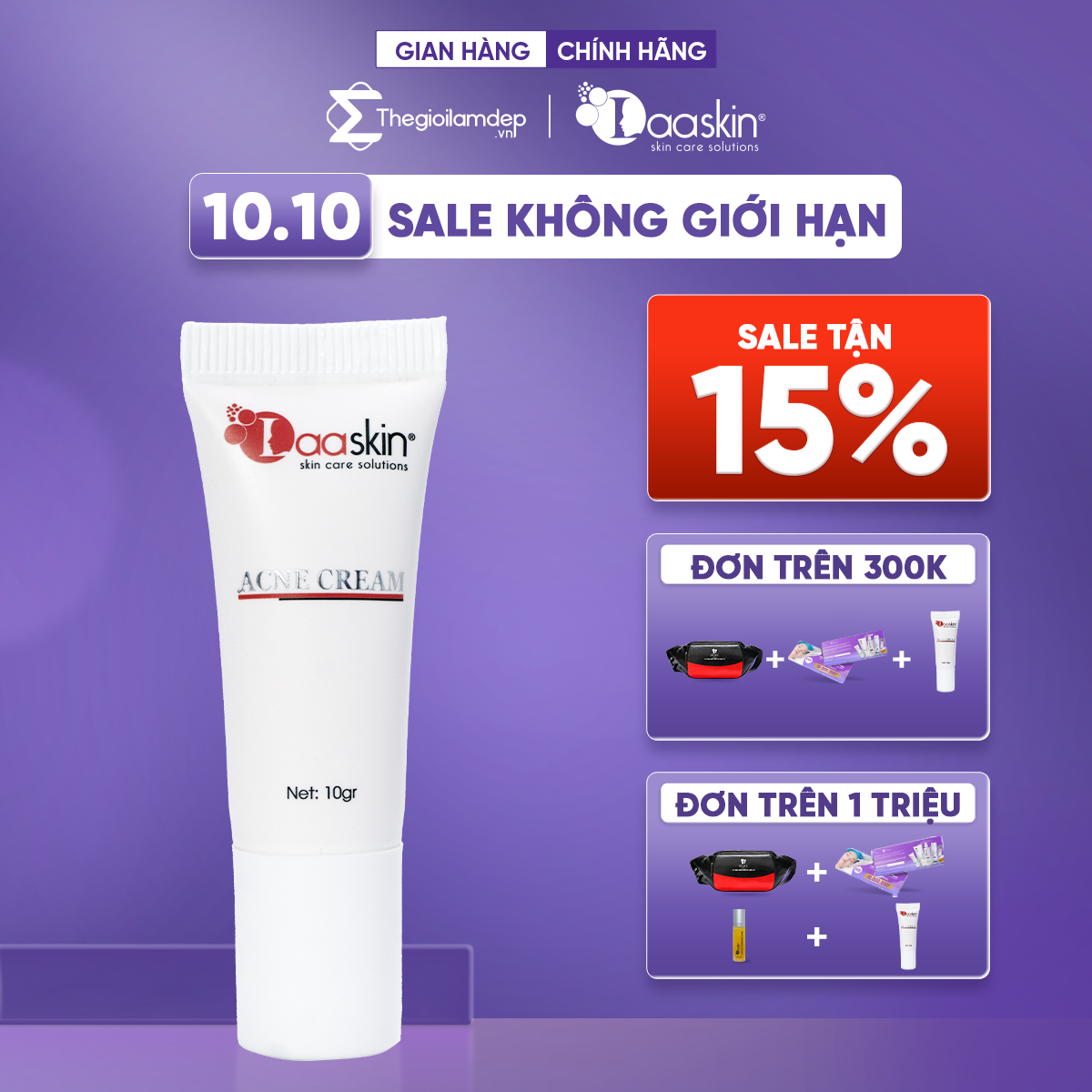 Kem ngăn mụn hỗ trợ kháng khuẩn và giúp dưỡng da trắng hồng Laaskin 10g