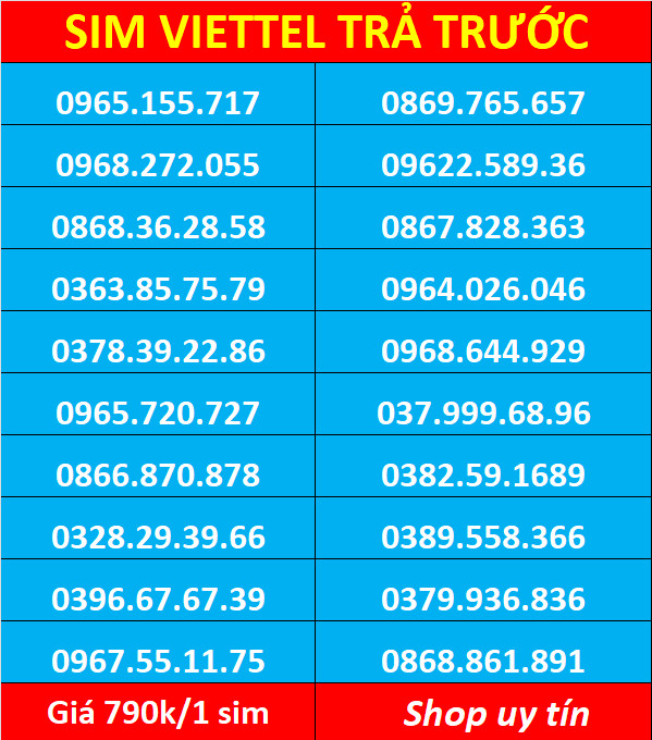 Sim viettel số đẹp - Hàng chính hãng