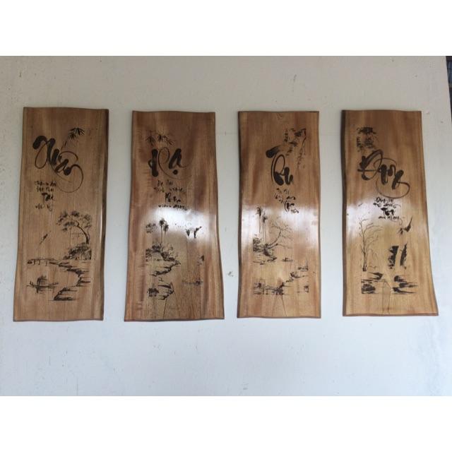Tranh gỗ treo tường - bộ 4 tấm Xuân Hạ Thu Đông