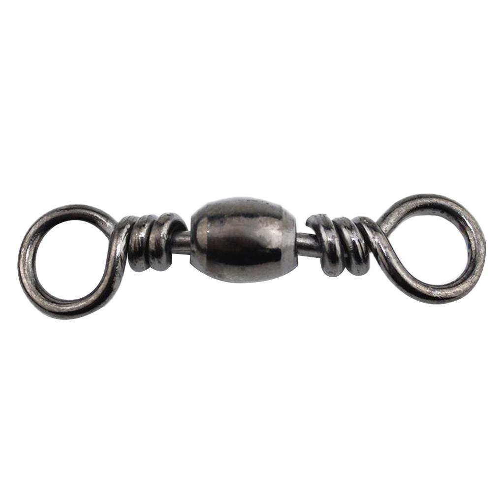 100pcs Rolling Barrel Swivel, Metal Ball Bearing Swivels Connector with Solid Rings
