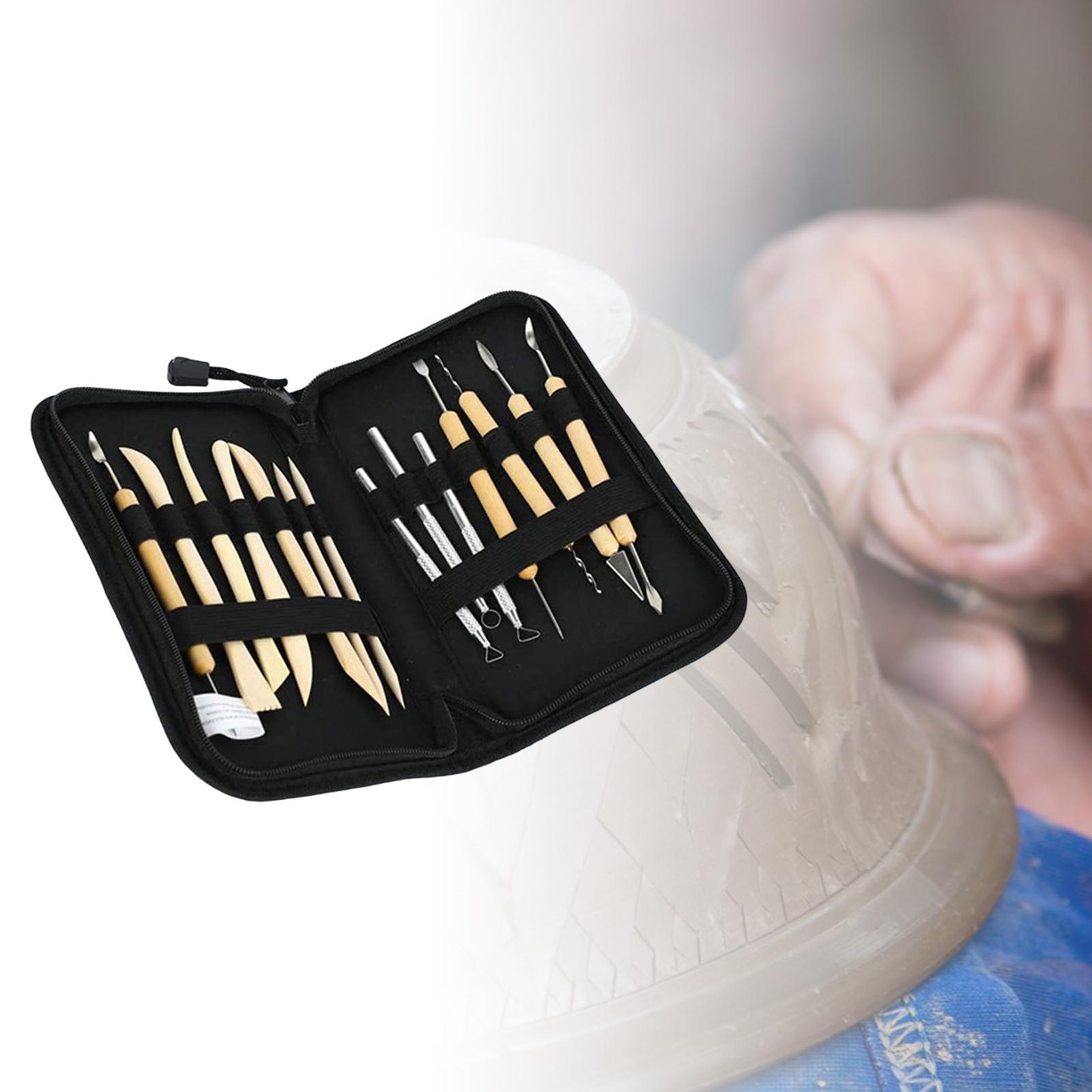 14x Polymer Clay Tools Clay Carving Tool Set with Carrying Case Clay Sculpting Tools Pottery Carving Tool Set for Carving Modeling Drawing