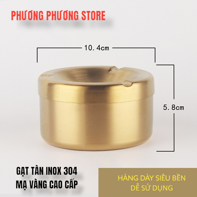 Gạt Tàn Thuốc Iá Dạng phễu Dáng Đẹp Cao Cấp Bằng Kim loại Inox 304 Mạ Vàng Dễ Sử Dụng Bền Mãi Theo thời Gian