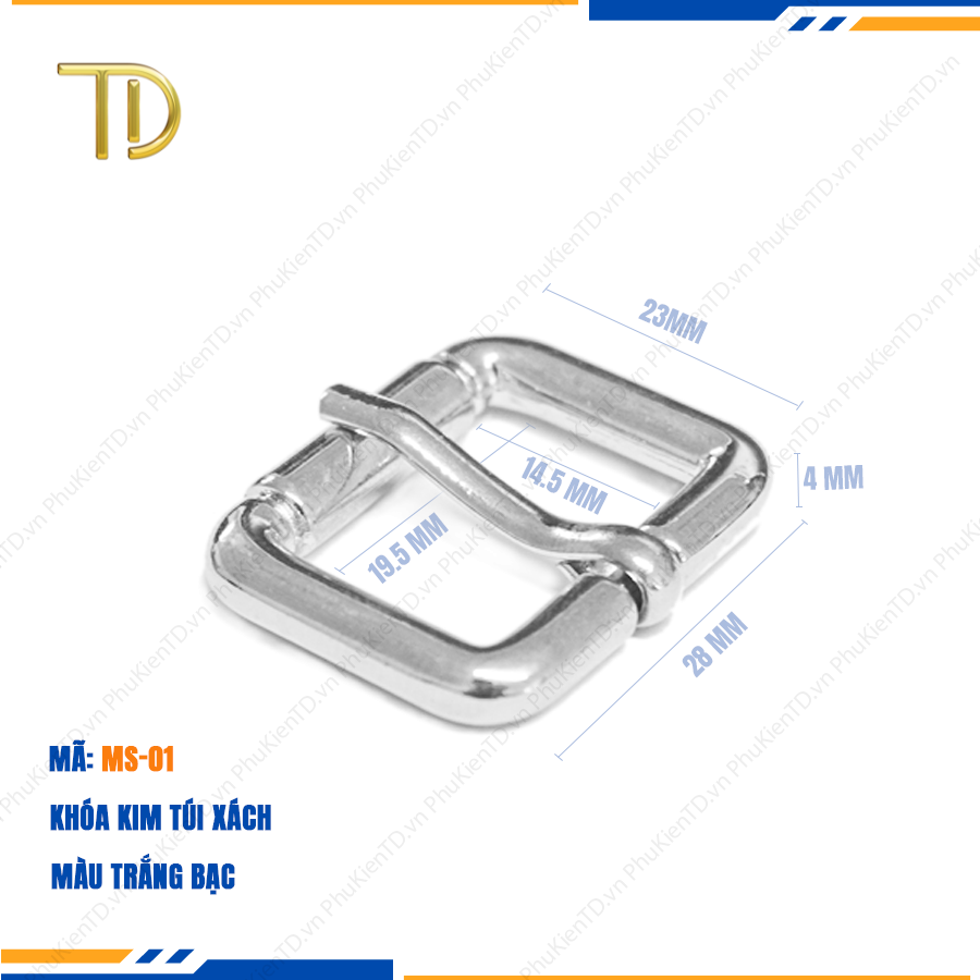 Khóa kim túi xách, Khoen tăng giảm dây túi xách, Khoen chỉnh dây đeo túi 20mm mạ điện độ bền 5-8 năm