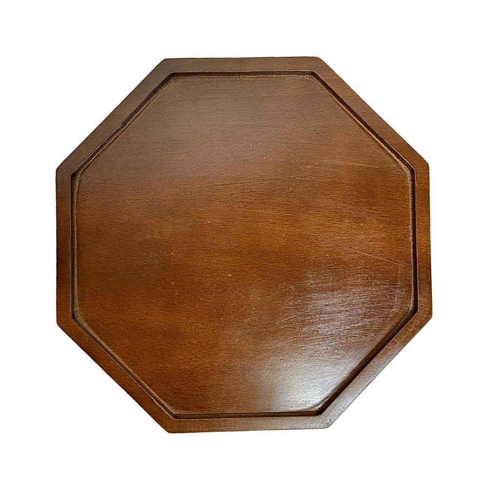 Đĩa gỗ tự nhiên nguyên khối màu nâu hình bát giác đựng trà bánh đồ ăn đĩa gỗ decor phụ kiện phòng ăn