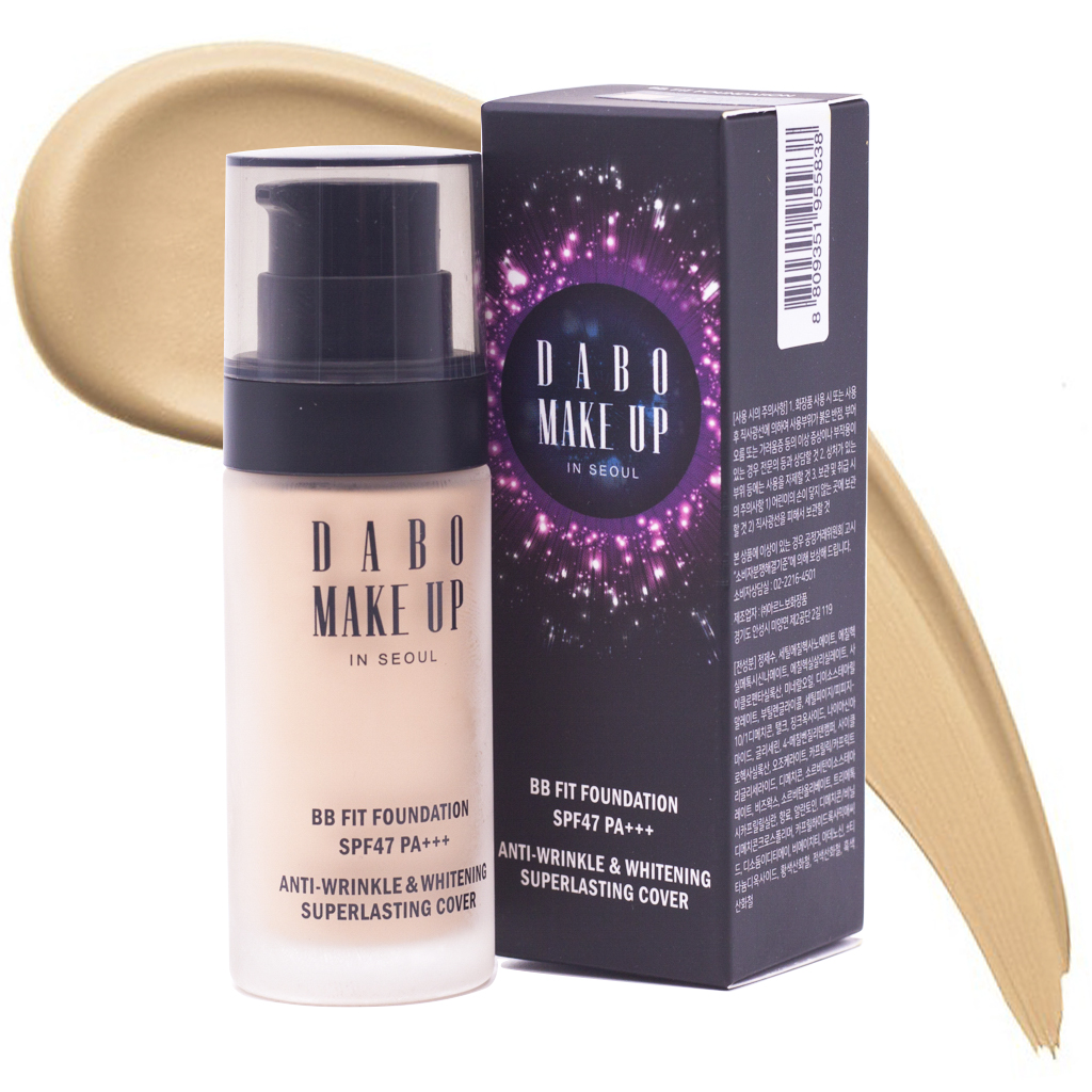 Combo Kem nền trang điểm cho mọi loại da cao cấp Hàn Quốc Dabo Make Up BB Fit Foundation (30ml) + tặng Bông phấn trang điểm đa năng cao cấp Hàn Quốc Aroma 4 miếng