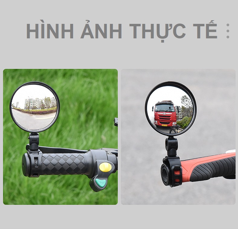 Bộ 2 Gương Chiếu Hậu Tròn dành cho Xe Đạp Thể Thao Địa Hình Xoay 360 Độ Giúp Đạp Xe An Toàn - Size lớn/nhỏ lựa chọn