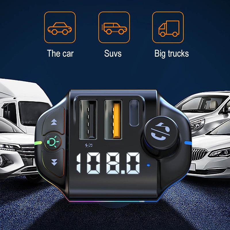 Bầu không khí ánh sáng FM Trình phát Bluetooth 5.0 Bộ sạc xe hơi MP3 Máy nghe nhạc Bluetooth