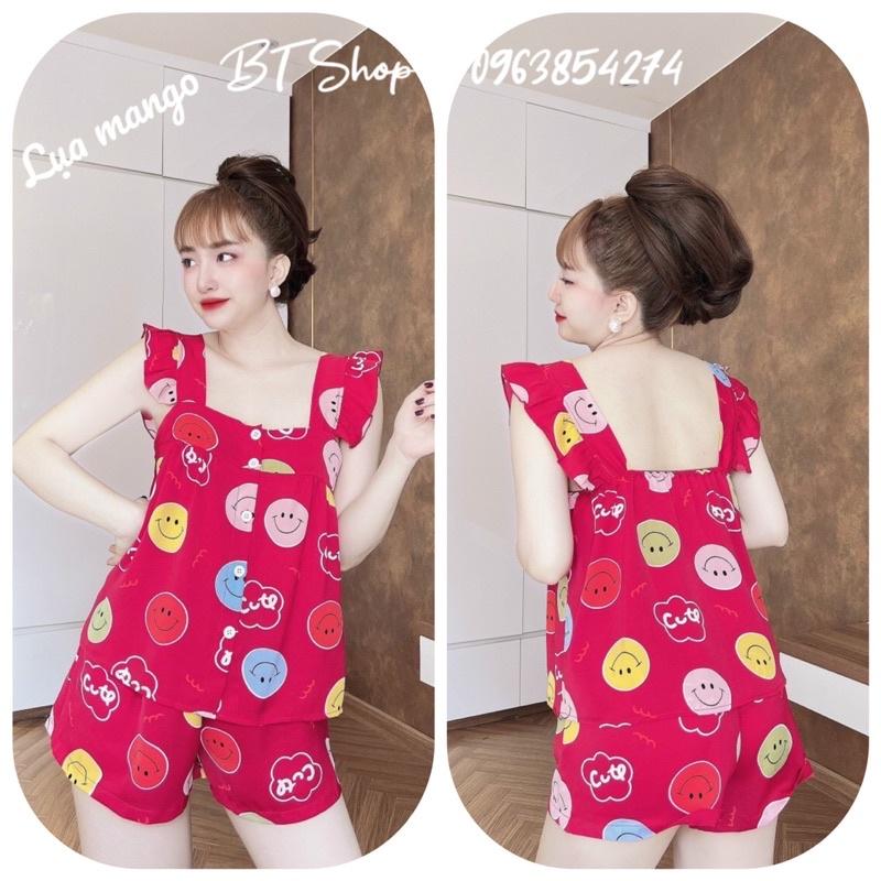 Đồ ngủ mặc nhà lụa mango quần đùi hoạ tiết freesize 42-57kg