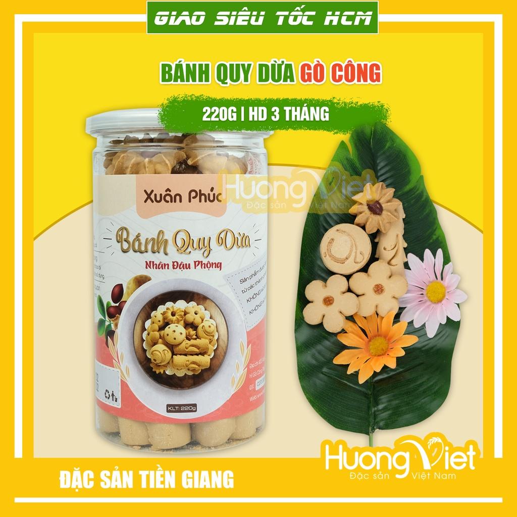 Bánh quy dừa nhân đậu phộng, nhân thơm, bánh dừa nướng miền tây đặc sản Gò Công Tiền Giang thơm béo nước cốt dừa 220g