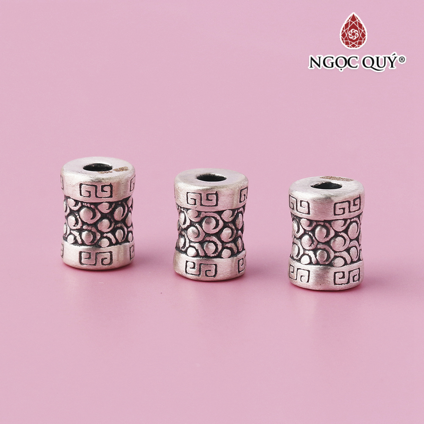 Charm bạc xỏ ngang họa tiết đám mây - Ngọc Quý Gemstones