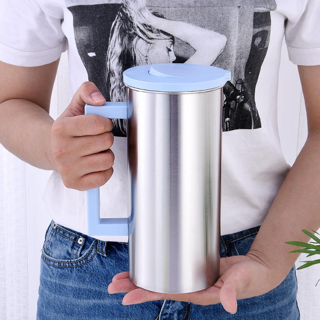2 Pcs Stainless 0.5 Gallon Water Pitcher Blue Juice Ice Tea Jug Cafe Serving