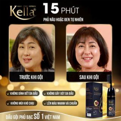 Dầu Gội Phủ Bạc kella Chiết Xuất Thảo Dược Màu Đen Tự Nhiên