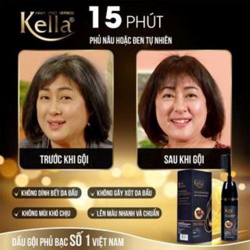 Dầu Gội Phủ Bạc kella Chiết Xuất Thảo Dược Màu Đen Tự Nhiên