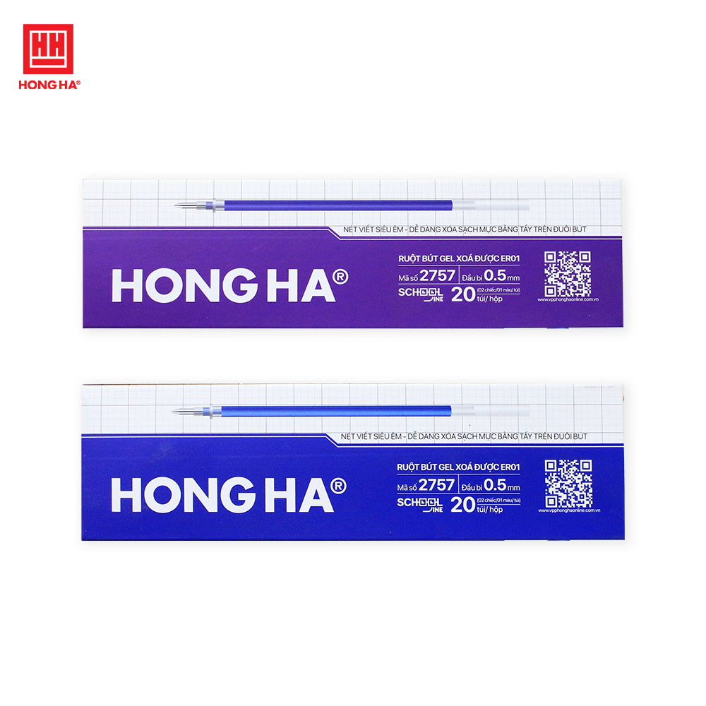 Túi 2 Ruột bút gel, Lõi bút thay thế mực xóa được Hồng Hà ER01 ngòi 0.5mm - 2757