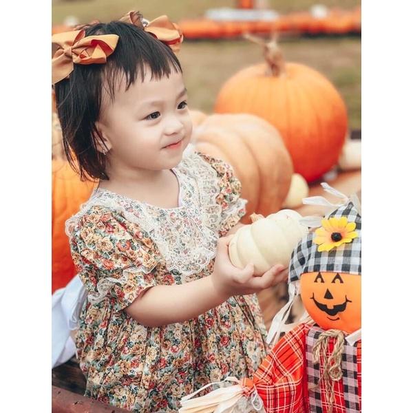 váy bé gái công chúa Lolita +TẶNG TURBAN LINA KIDS- - LOLITA HOA VÀNG váy sinh nhật - thôi nôi cho bé gái