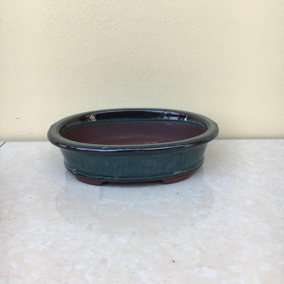 Chậu bonsai ovan mini men hỏa biến gốm Bát tràng 1 size BM-25