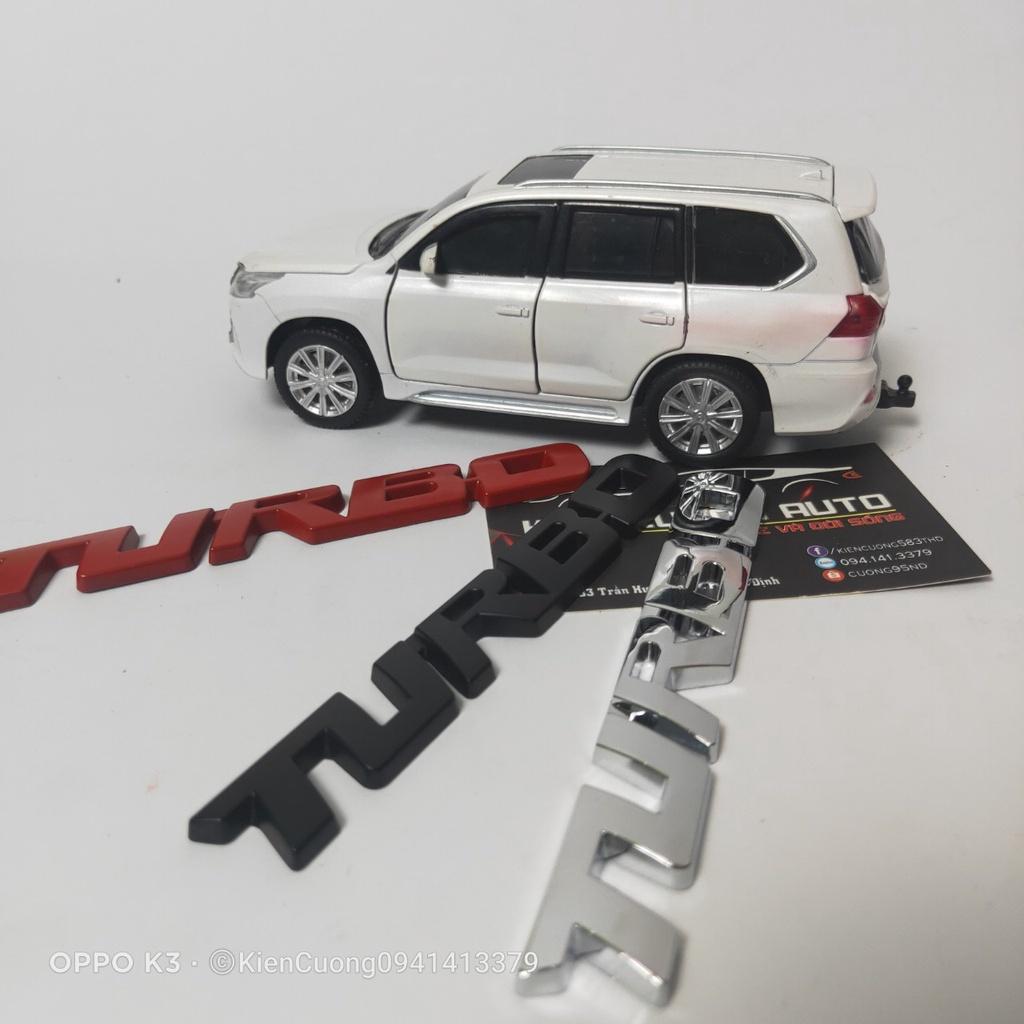 Logo chữ Kim loại TURBO dán trang trí ô tô dài 10cm
