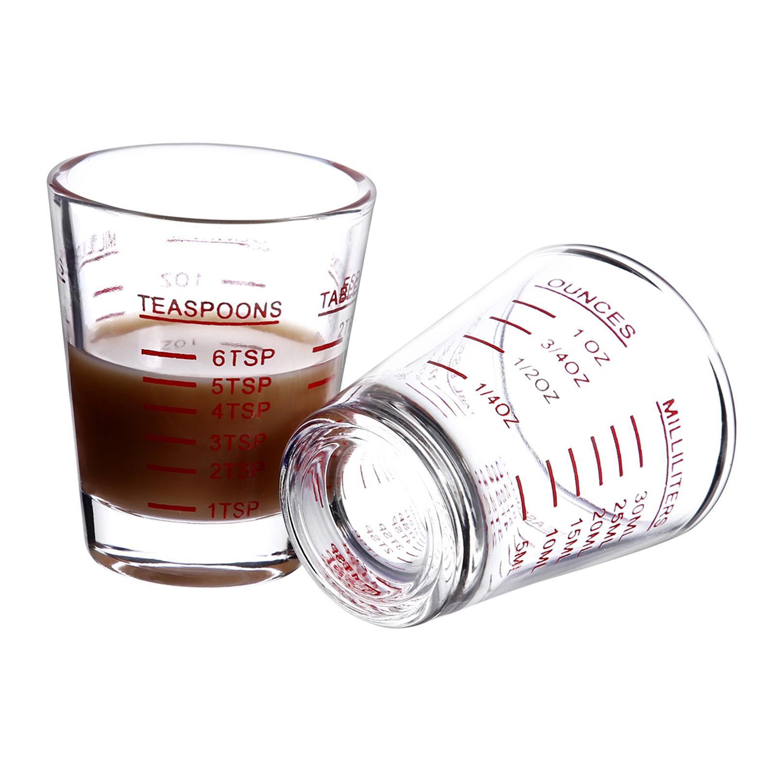 2x Clear Glass with Scale Glass Measuring Cup for Cafe