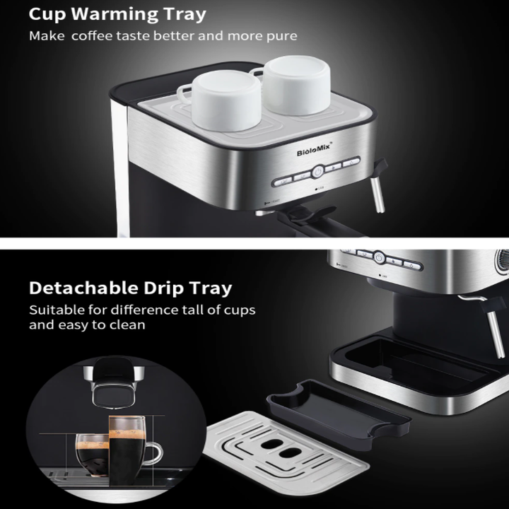 Máy pha cà phê Espresso BioloMix CM6866 công suất 1050W tích hợp hệ thống Cappuccino có thể điều chỉnh - Hàng Nhập Khẩu