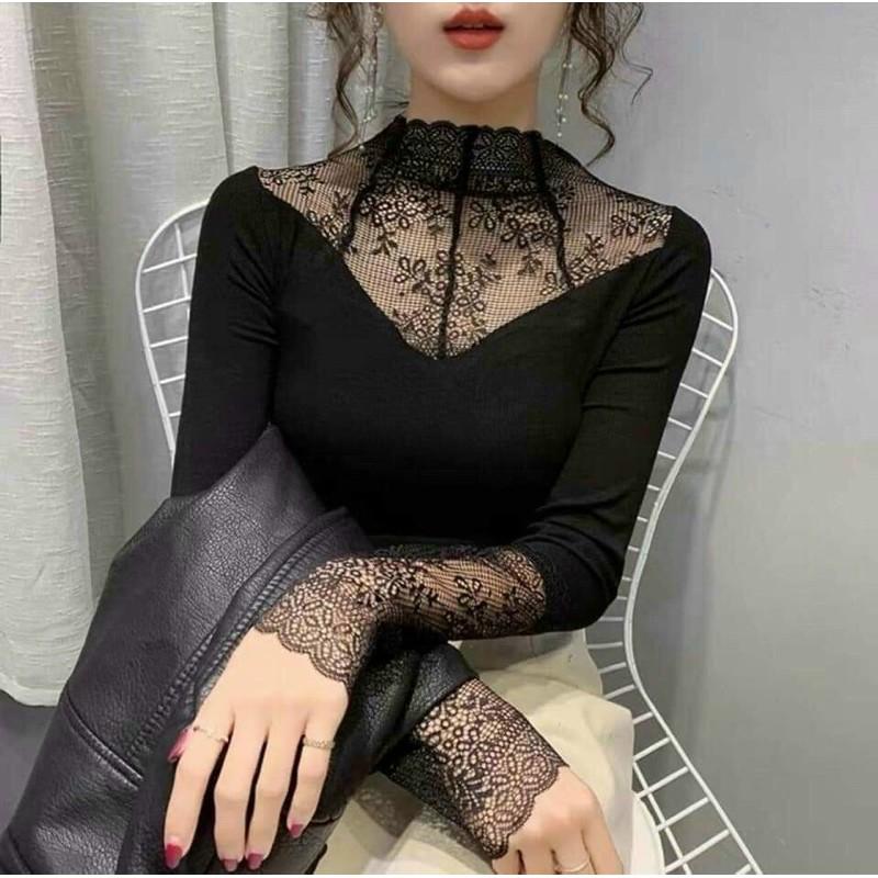 Áo ren lót lông giữ nhiệt sang chảnh