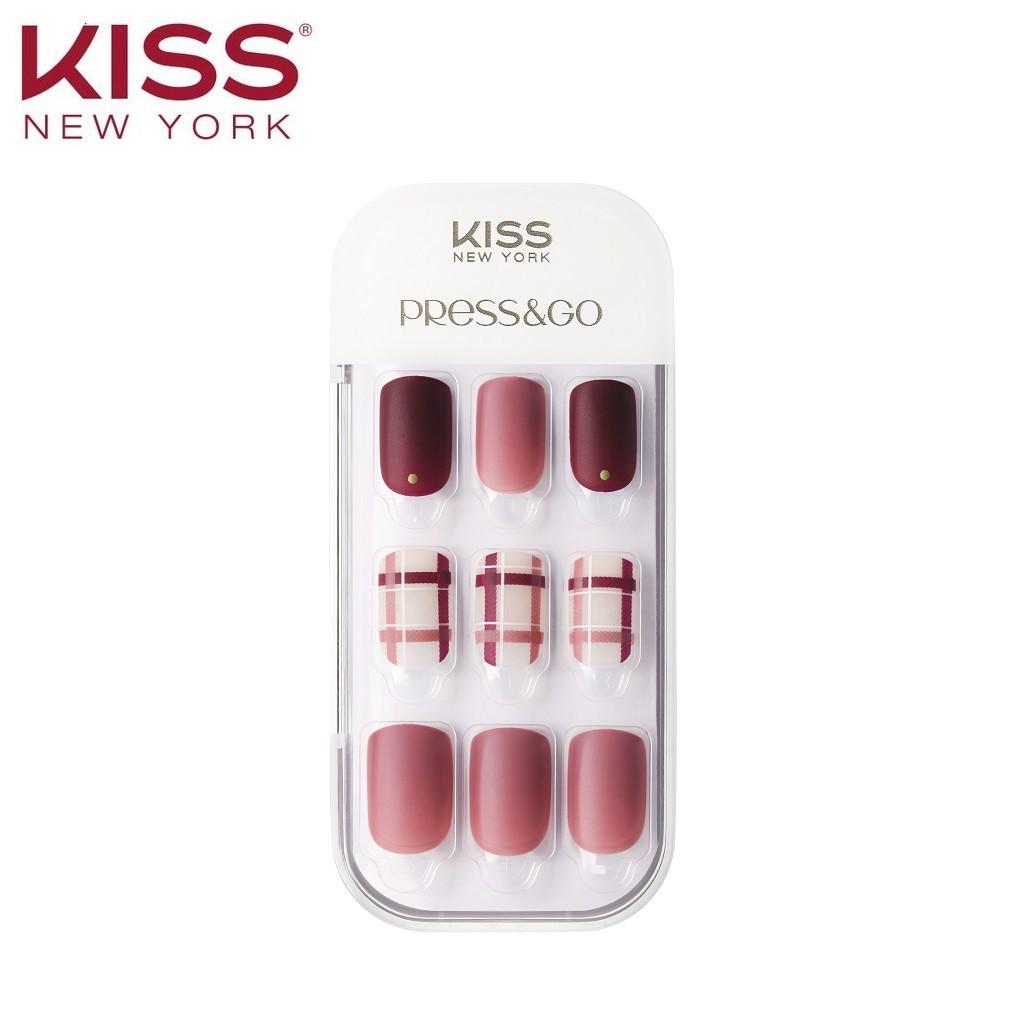 Bộ 30 Móng Tay Gel Tự Dán Press &amp; Go Kiss New York Nail Box - Mix Berry Check (KPNA20KA)