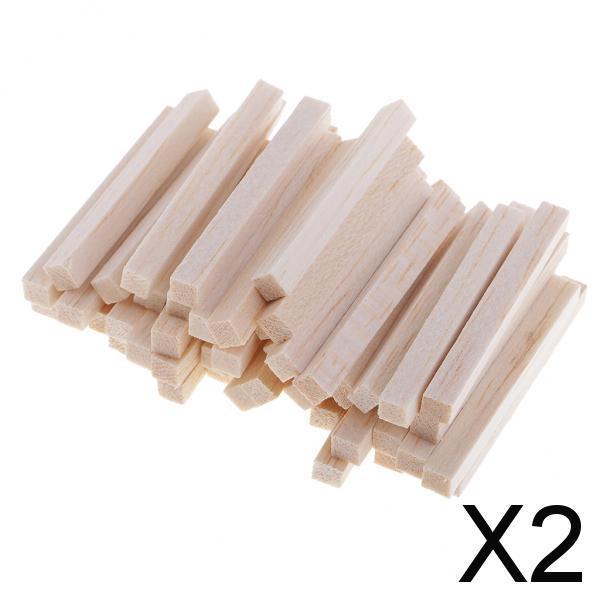 2x50 Pieces Square Balsa Wood Stick Unfinished Woodcraft Stick Dowel Rod 50mm