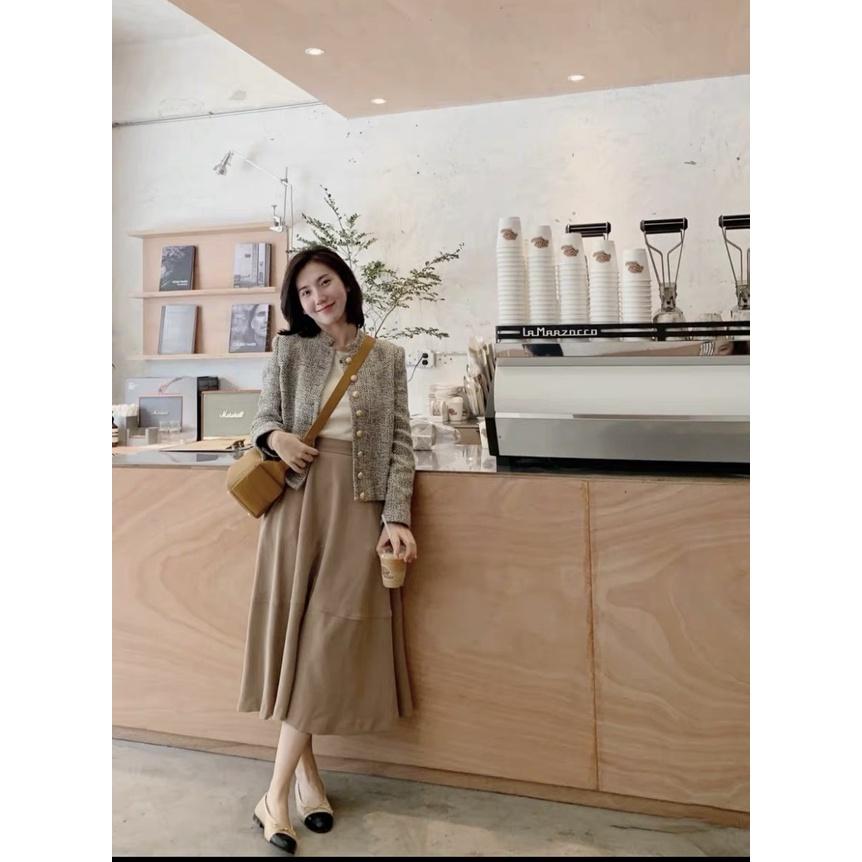 Áo Dạ Cổ Trụ 2 Lớp Cúc Đồng Đệm Vai Form Chuẩn - Sarang Clothing