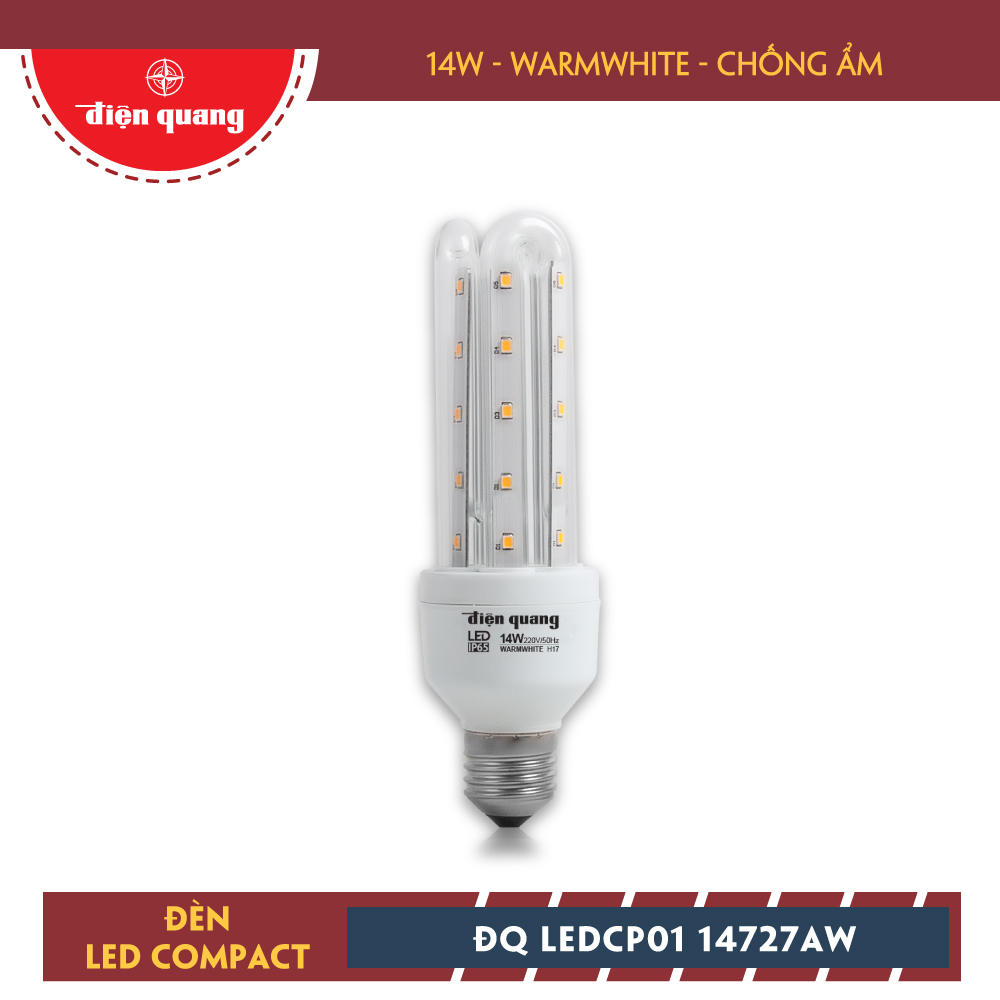 Đèn LED compact Điện Quang ĐQ LEDCP01 14727AW (14w, warmwhite, chống ẩm)