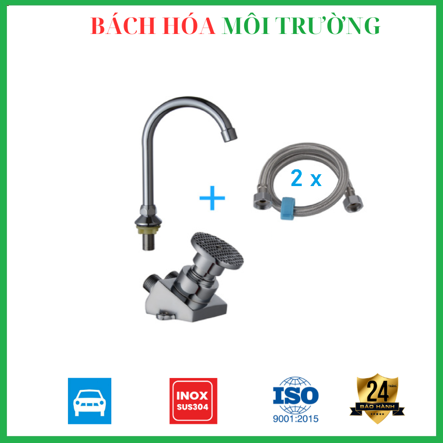 Bộ vòi nước đạp chân - dạng hình tròn - đầy đủ phụ kiện lắp đặt - Bách Hóa Môi Trường