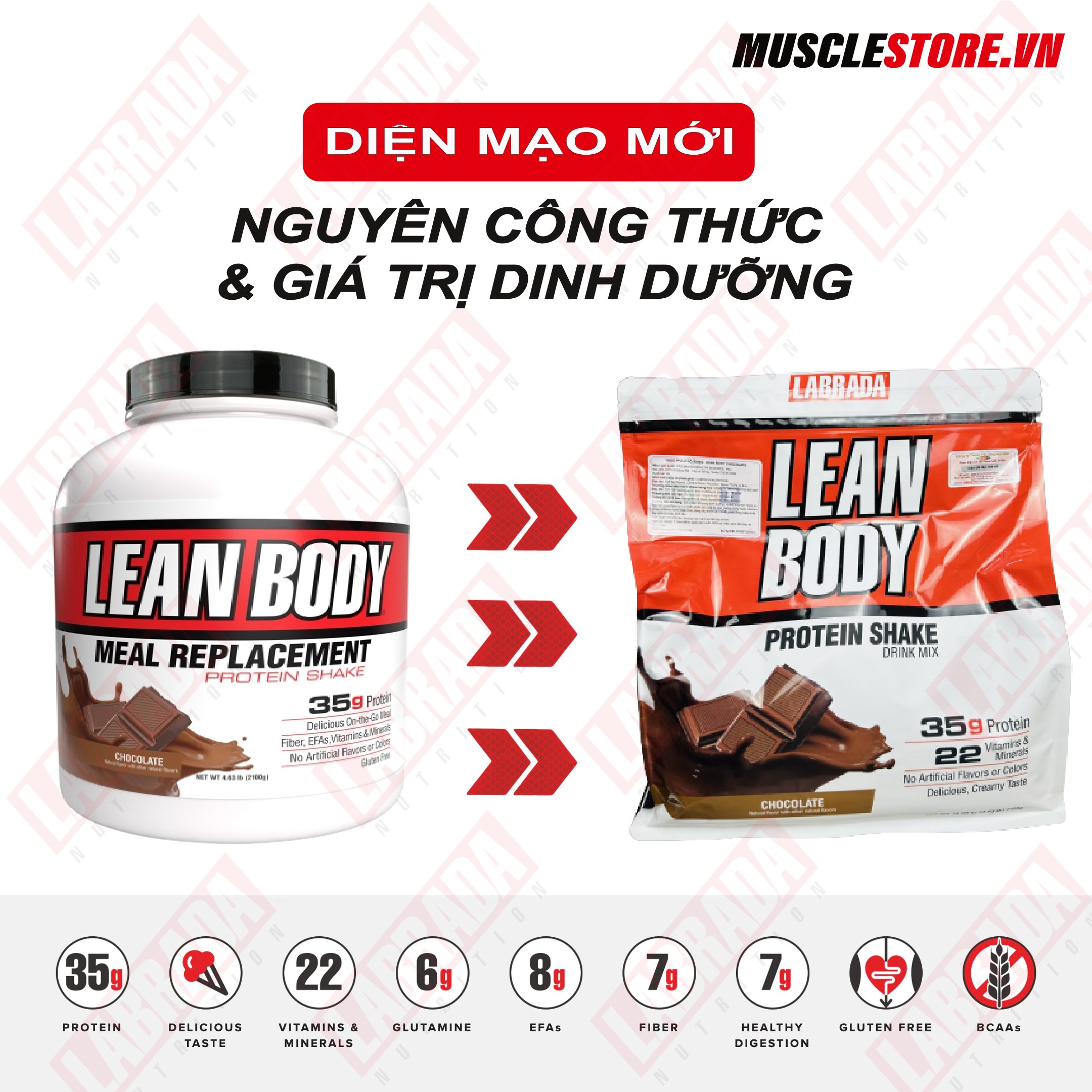 [Chính hãng] Labrada Lean Body, Sữa Thay Thế Bữa Ăn Tiện Lợi, Bổ Sung 35G Protein, Vitamin Khoáng Chất Thiết Yếu, Tăng Cơ Nạc, Đốt Mỡ