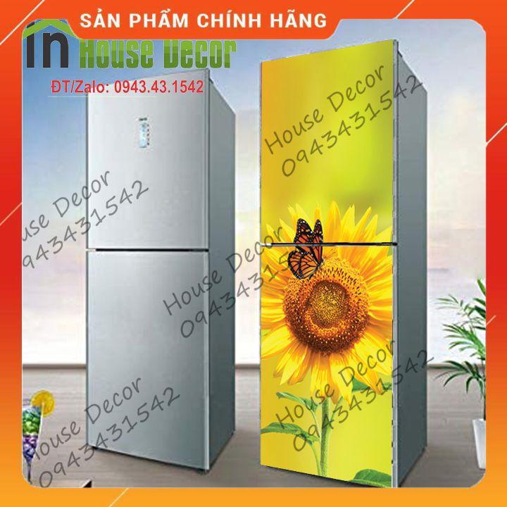 Giấy Dán Trang Trí Tủ Lạnh Chất liệu PVC Chống Thấm Nước - Hướng dương bướm