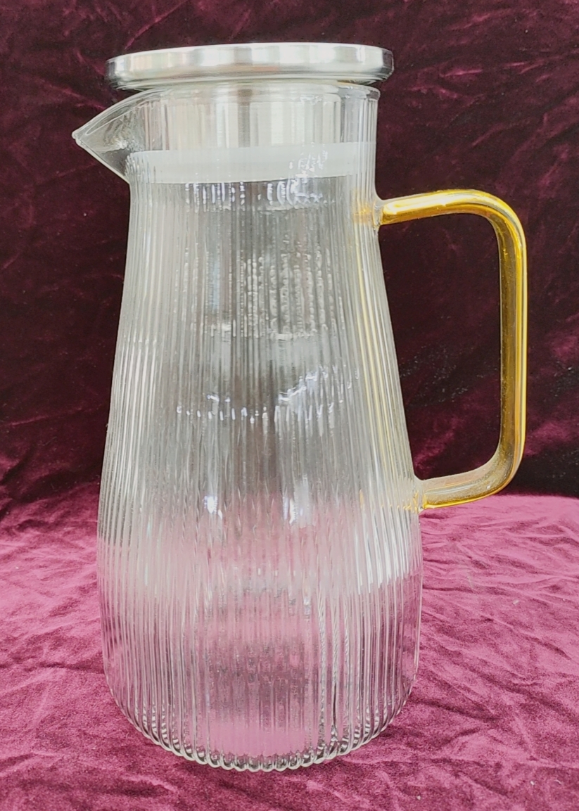 BÌNH THỦY TINH CHỊU NHIỆT LÊN ĐẾN 400 ĐỘ C TAY VÀNG,TRẮNG DUNG TÍCH 1,6-1,7L
