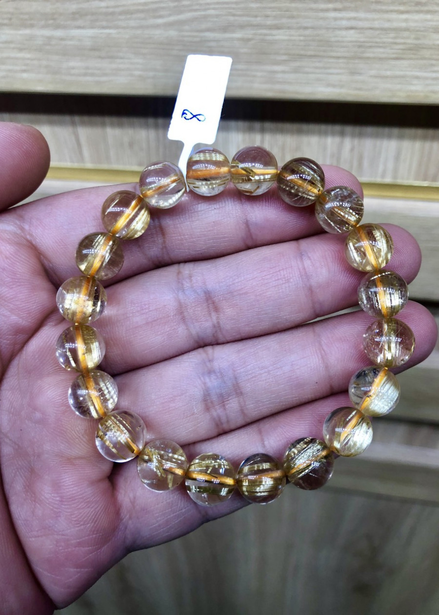 Vòng Tay Đá Thạch Anh Tóc Vàng - BATVV008-9.5mm