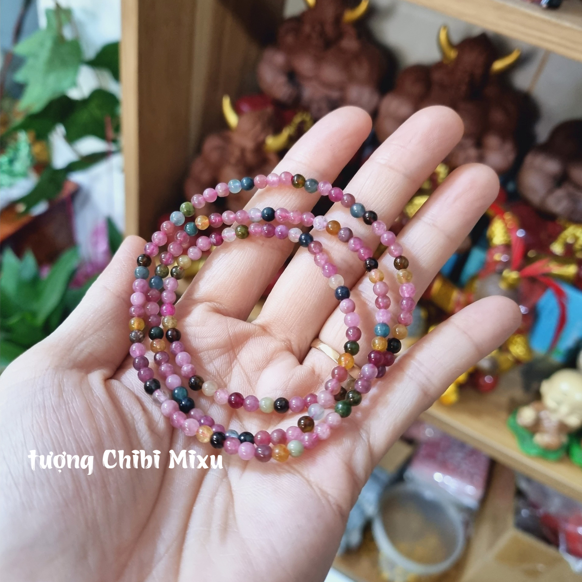 Chuỗi Tourmaline size nhí 4ly quấn 3 vòng