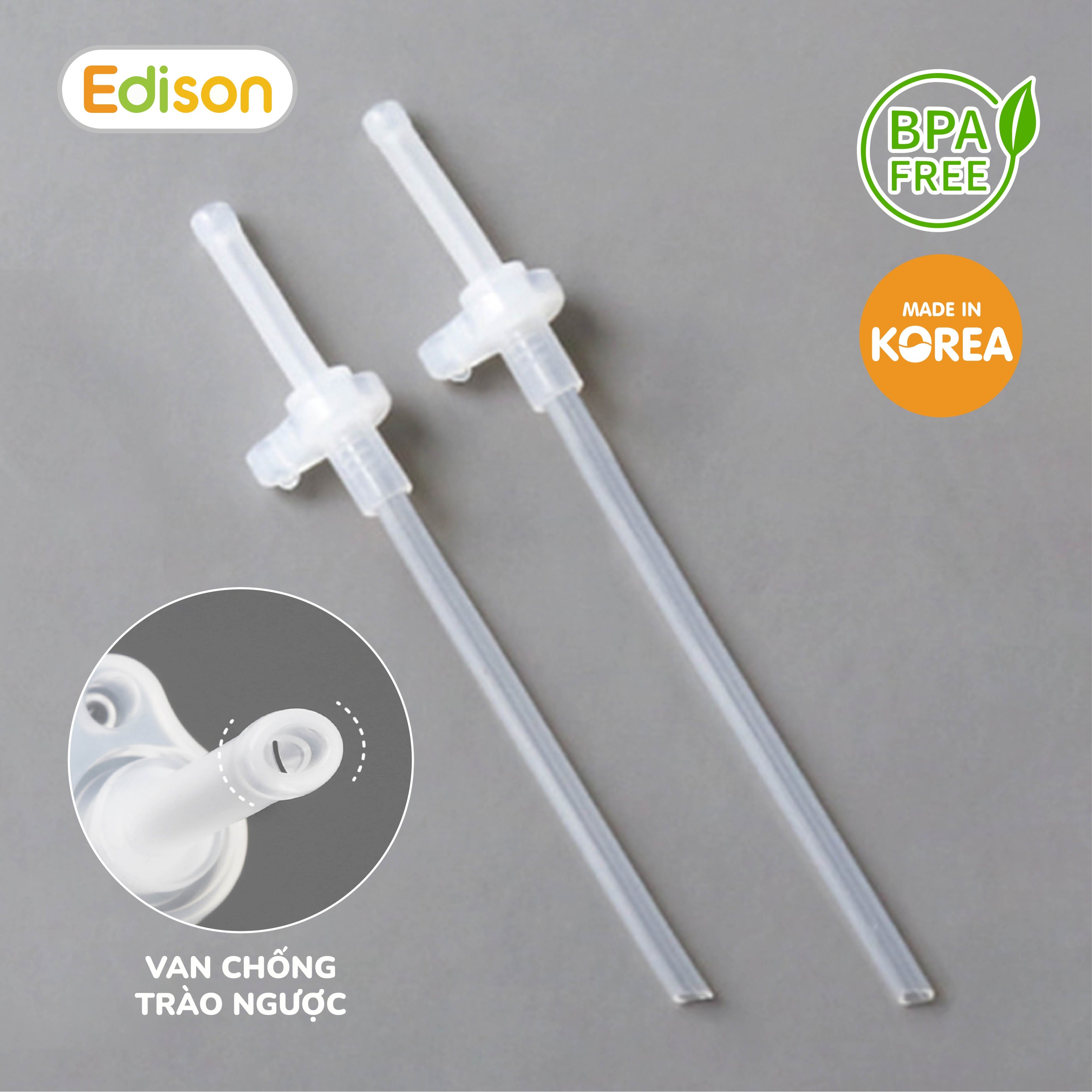 Set ống hút sữa silicon đa năng Edison chính hãng Hàn Quốc cho bé tập hút màu trắng mã 3024