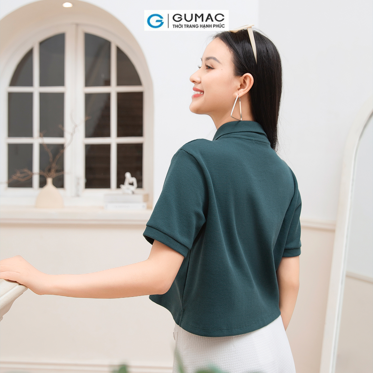 Áo polo thêu chữ thời trang GUMAC ATD10019