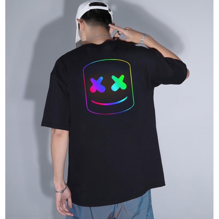 Hình ảnh Áo thun phản quang 7 màu MẶT MARSHMELLO tay lỡ unisex