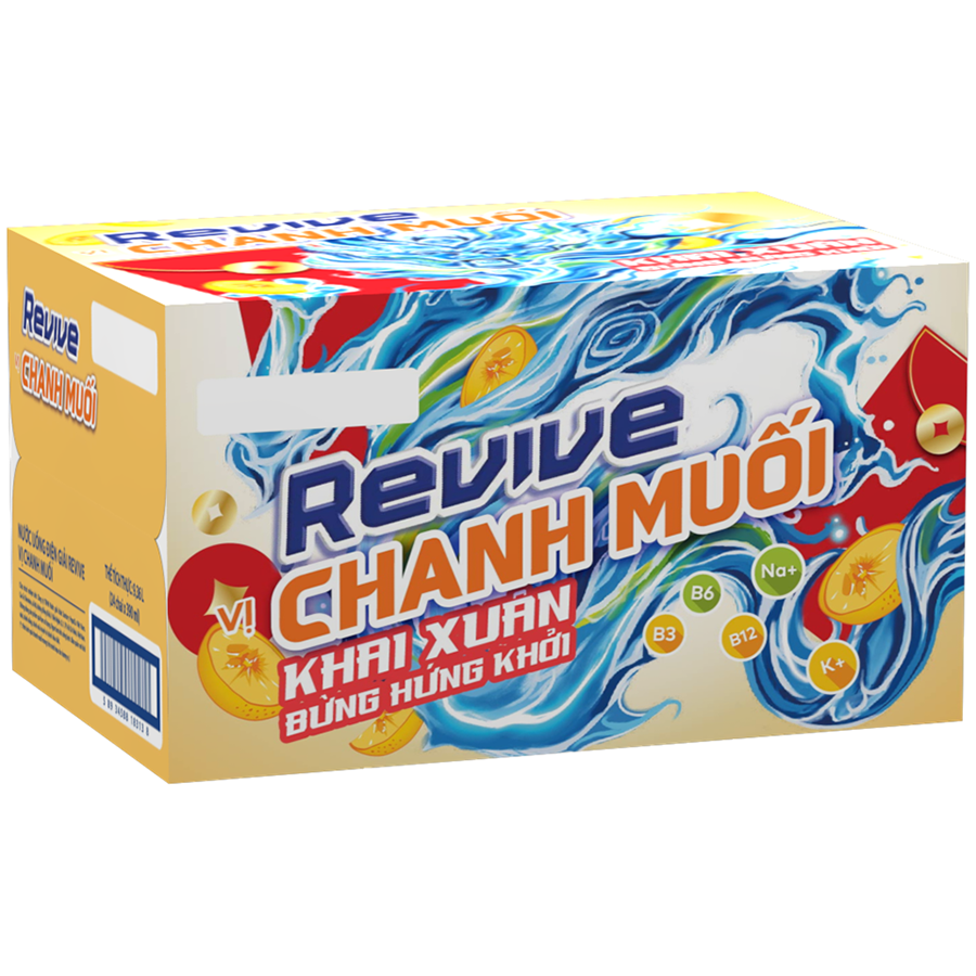 Thùng 24 Chai Nước Giải Khát Revive Chanh Muối (390ml/Chai)