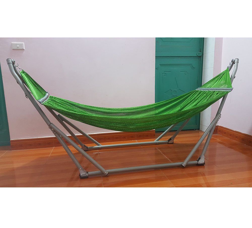 Bộ võng xếp khung thép phi 32 sơn tĩnh điện lưới dày 2 lớp nẹp rộng 45cm TD