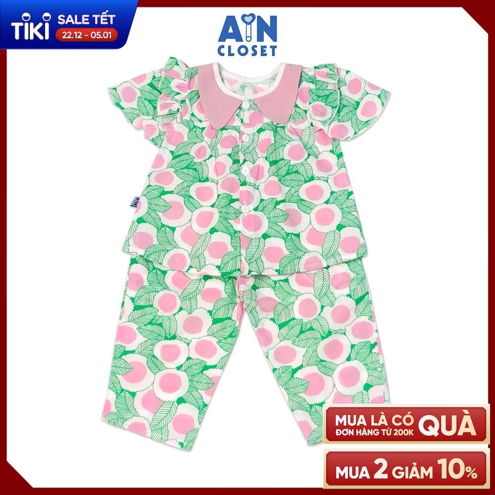 Bộ quần dài áo tay ngắn bé gái họa tiết Hoa hồng Sally Holmes lá xanh cotton - AICDBGZFAUIW - AIN Closet