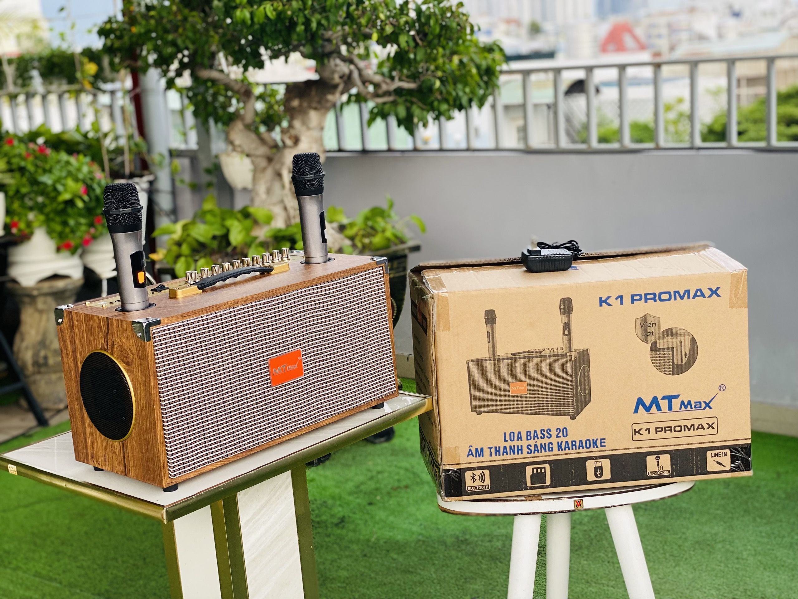 Loa Xách Tay Karaoke Nghe Nhạc K1 ProMax – Bass Đôi 15cm, Công Suất 200W, 6 Đường Tiếng, Kèm Micro Hát Hay Hàng Nhập Khẩu