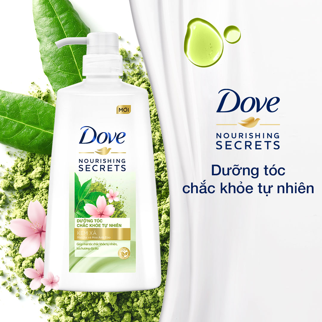 Kem xả Dove Matcha và Hoa Anh Đào - Dưỡng Tóc Chắc Khỏe Tự Nhiên 610gr