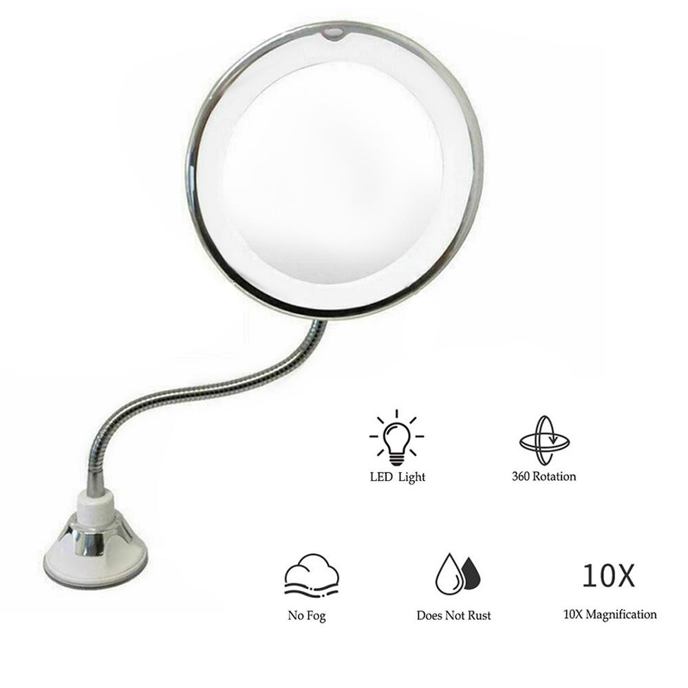 Gương trang điểm có đèn chiếu sáng linh hoạt phóng đại 10X, xoay 360 và có cốc hút