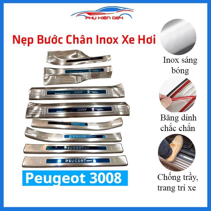 Bộ ốp bậc cửa trong ngoài nẹp bước chân Peugeot 3008 Inox chống trầy trang trí xe
