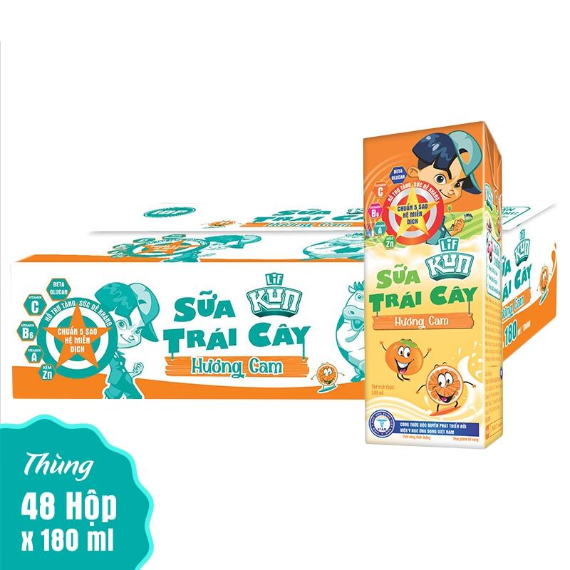 Kun sữa trái cây hương cam thùng 48 hộp x 180ml