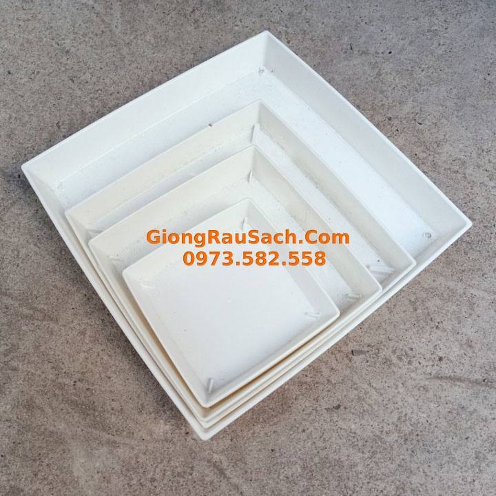 Combo 5 khay Đĩa Lót Hứng Nước Chậu Trồng Cây Cảnh DV25 Vuông Viền 22.7cm lọt lòng 22cm