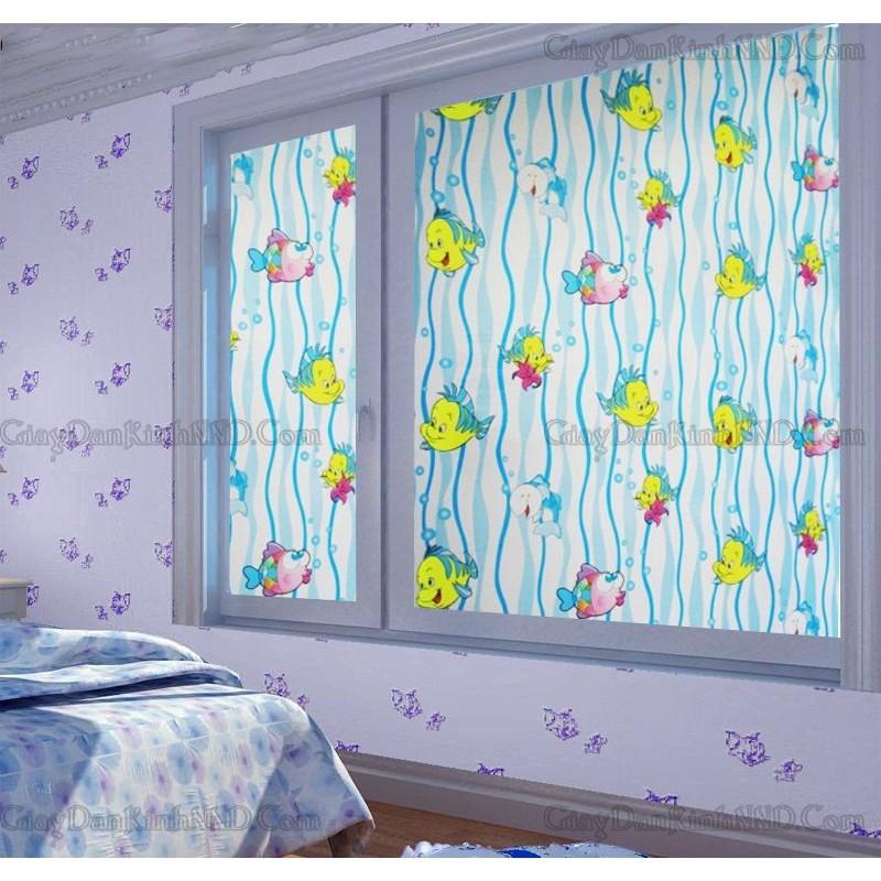 Giấy Decal Dán mờ Kính hình Cá Vàng T057 Khổ 90x100cm giảm sáng cửa sổ phòng