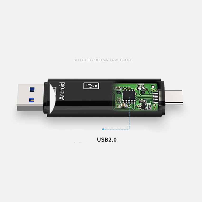 Đầu đọc thẻ nhớ đa năng dành cho điện thoại, máy tính 3 cổng kết nối USB, MicroUSB, TYPE-C, 2 cổng dữ liệu USB, TF truyền tải nhanh chóng, gọn gàng tiện dụng