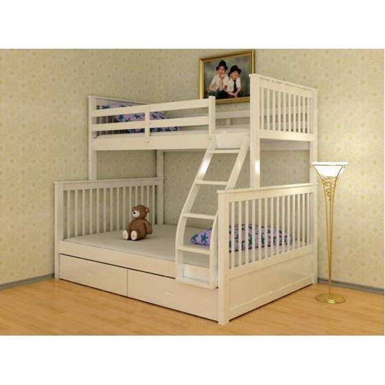 Giường 2 Tầng Gỗ Tự Nhiên 1m4-1m Người Lớn Sử Dụng Được K.Bed  -Trắng