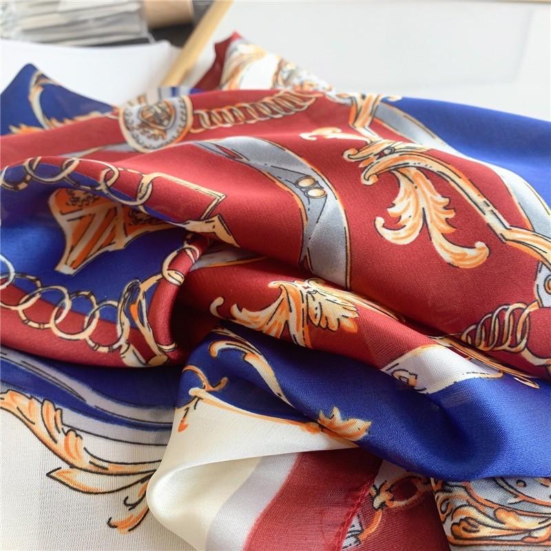 Khăn turban lụa vuông cao cấp choàng cổ size 70x70cm thanh lịch đa năng dùng làm áo yếm in hoa văn